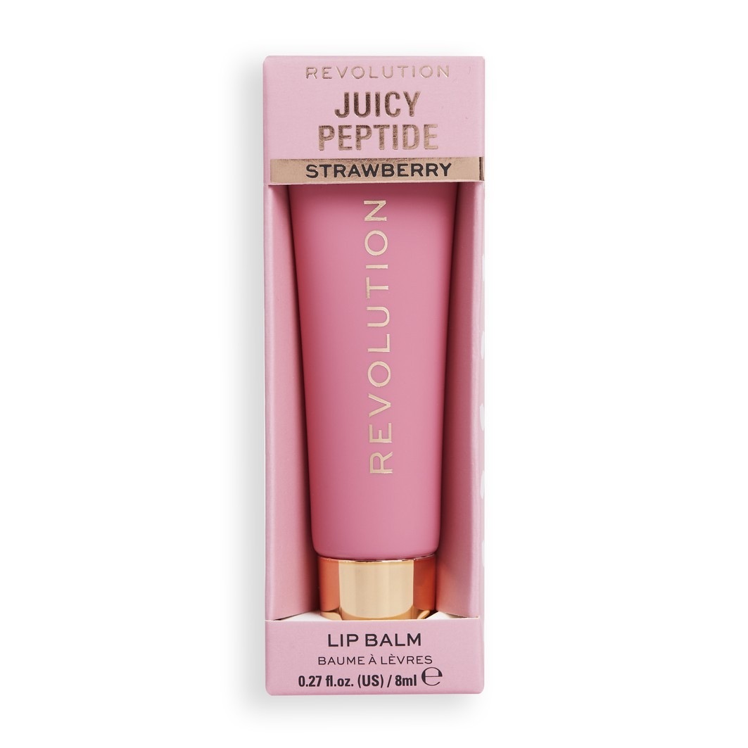 Бальзам для губ juicy peptide lip balm nude peach Revolution, #1 - strawberry, объем 8 мл — фото 4