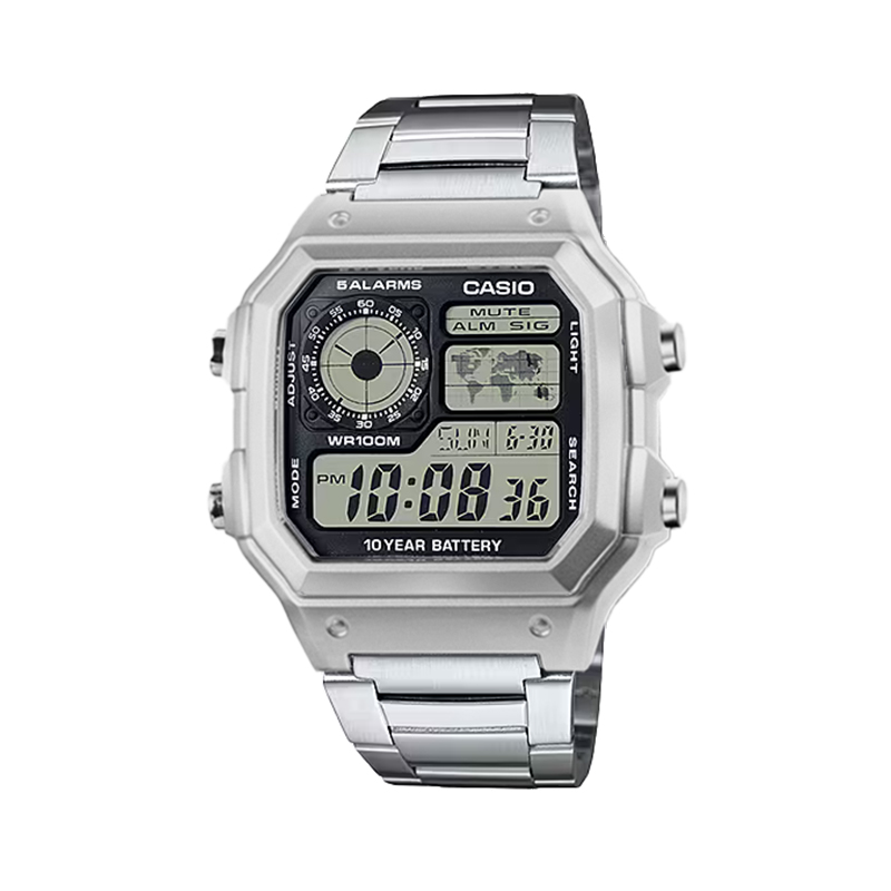 

CASIO Ретрофит серия AE 1200WHD 1A электронный механизм металлический ремешок часы унисекс черный циферблат