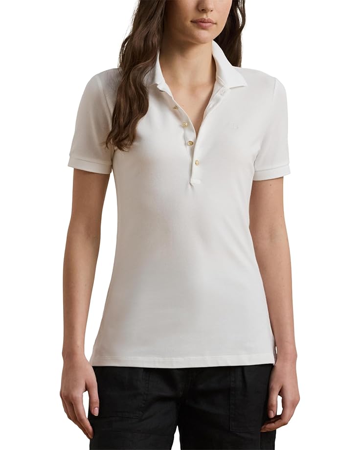 

Поло Lauren Ralph Lauren Petite Piqué Polo Shirt, белый