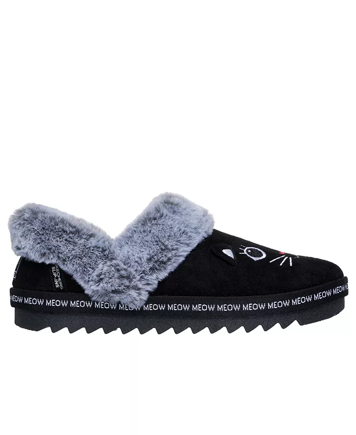 Женские тапочки-слипоны: BOBS Cozy Kiss - Meow PJs Comfort Slippers от Finish Line Skechers, черный — фото 2