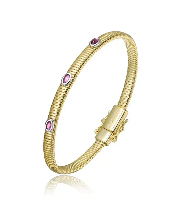 

Браслет с покрытием из 14-каратного золота и прозрачными, зелеными, красными или синими кубическими цирконами Rachel Glauber, red