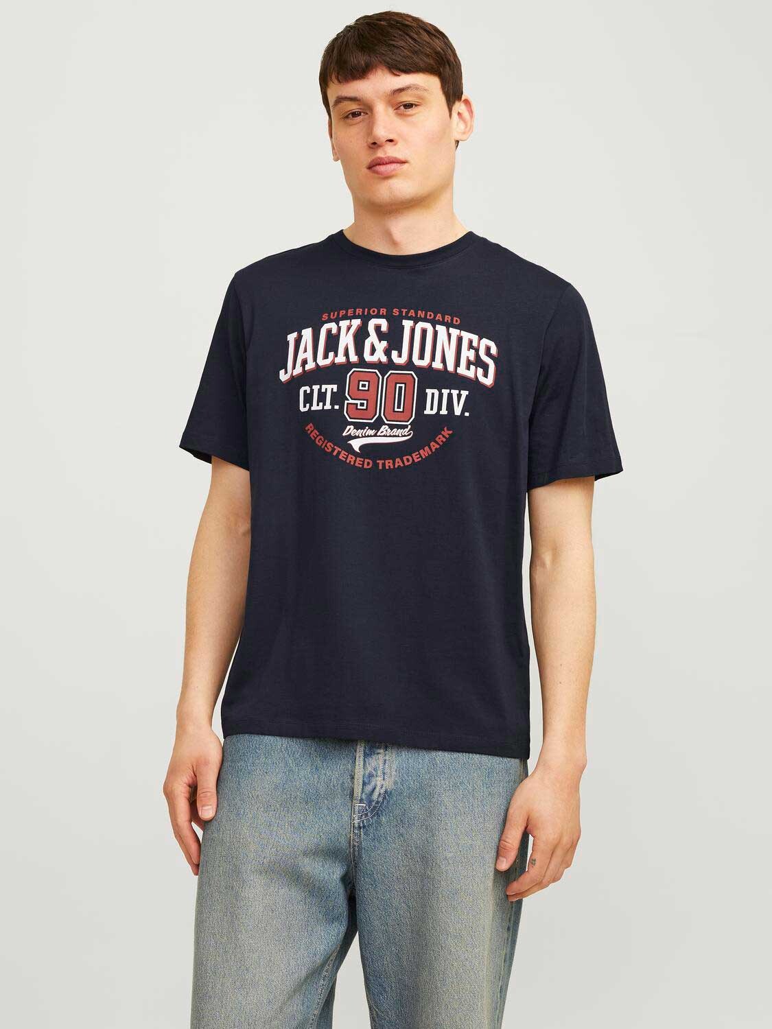

Футболка Jack & Jones JJELOGO TEE SS O-NECK 2 COL AW24 SN, синий