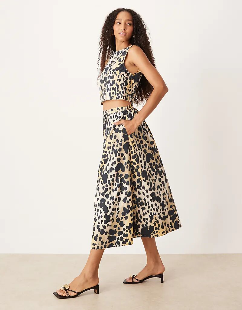 

Юбка-миди Mango A-Line с леопардовым принтом