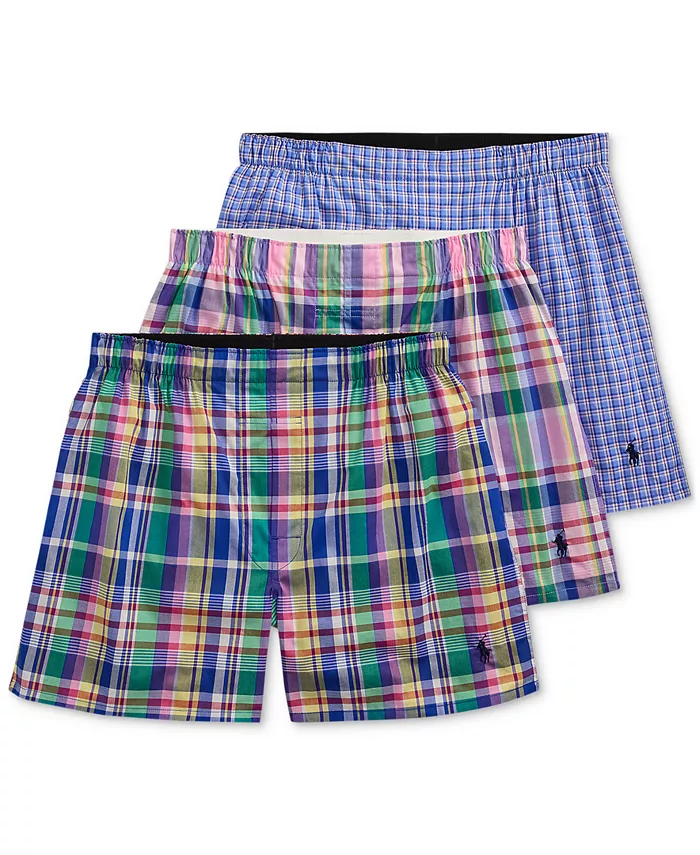 

Мужские классические хлопковые боксеры, 3 шт Polo Ralph Lauren, мультиколор