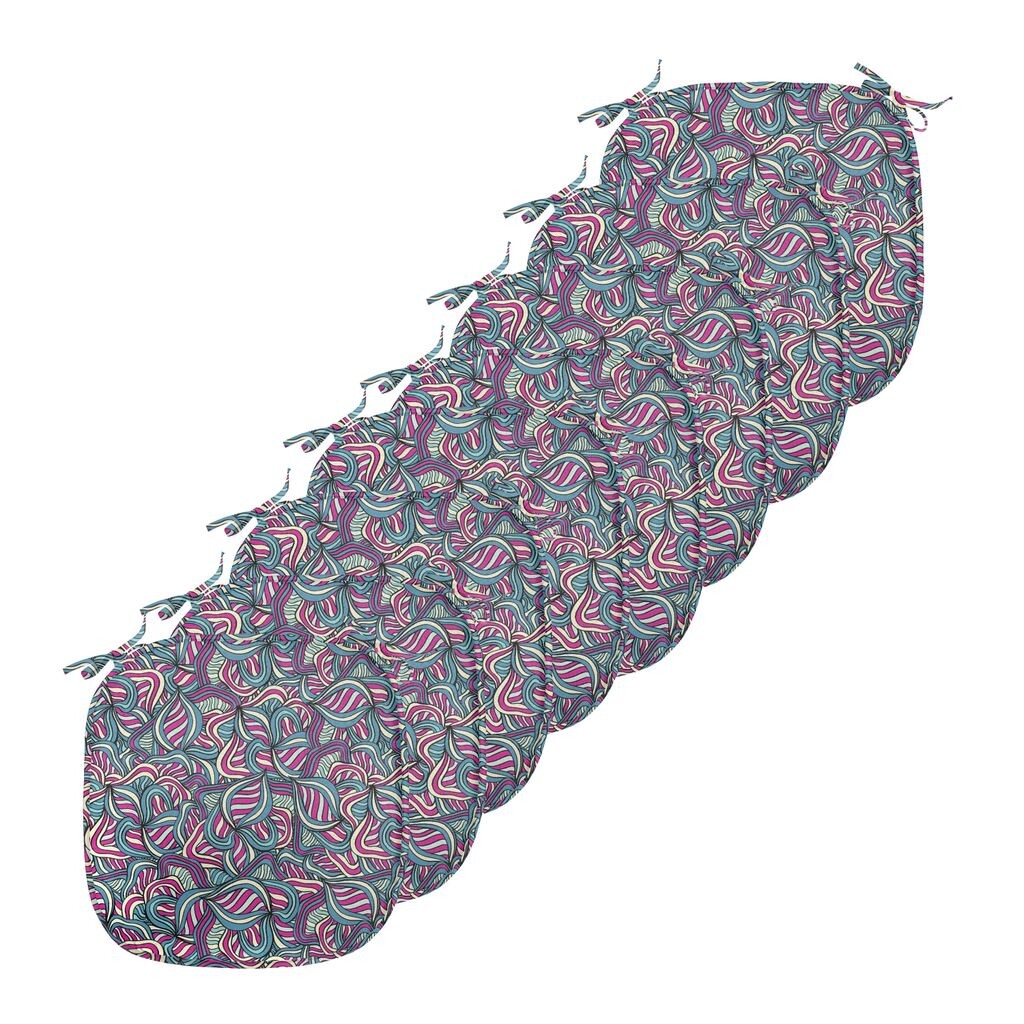 

ABAKUHAUS Абстрактные подушки на стул для столовой, декоративные волнистые линии, декоративная водонепроницаемая подушка с ремнями для кухонных сидений, 40 см x 40 см — упаковка из 8 шт., сине-серый крем-фуксия, бежевый