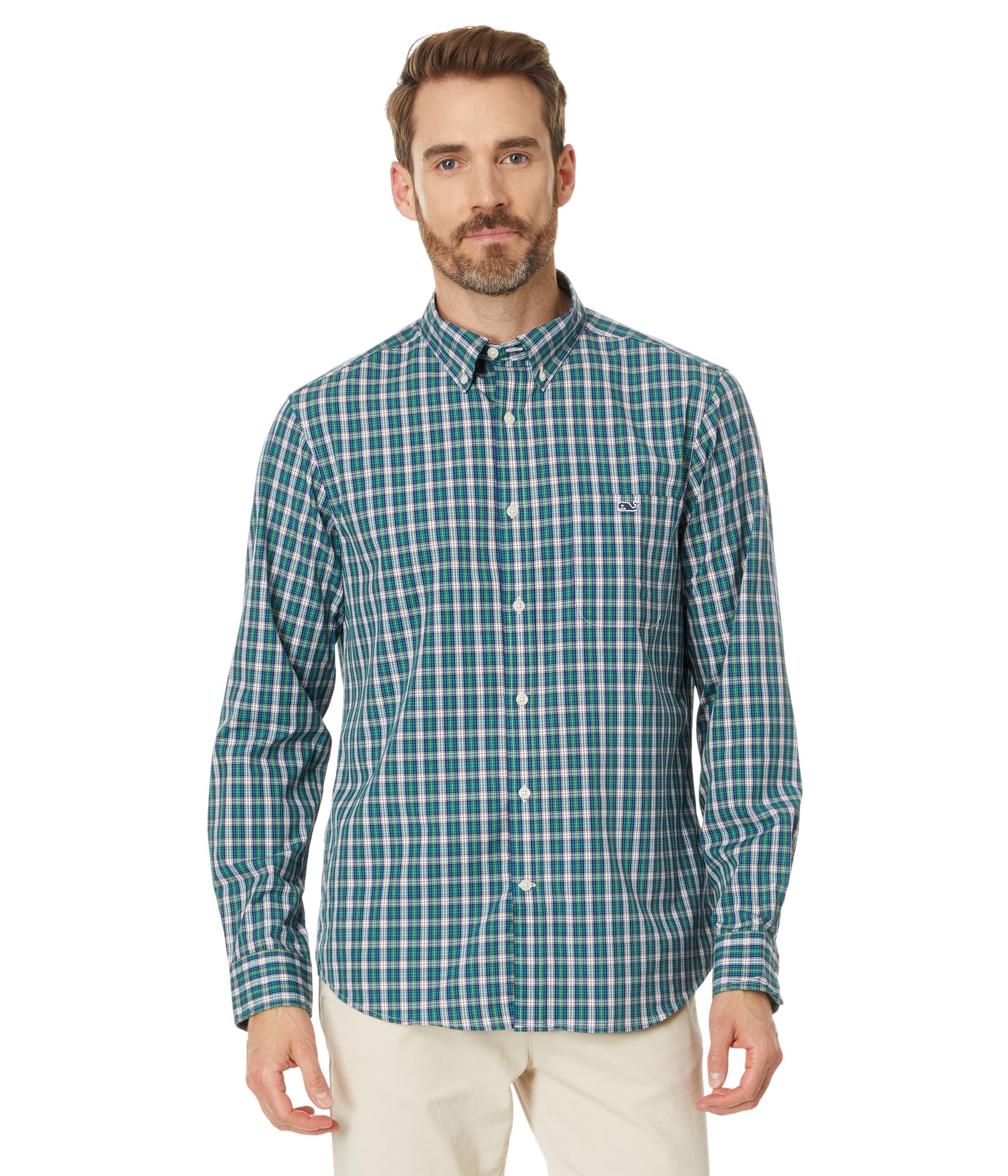 

Рубашка Vineyard Vines Clssc Fit Gingham Poplin Shirt, цвет SEA SWELL PLD