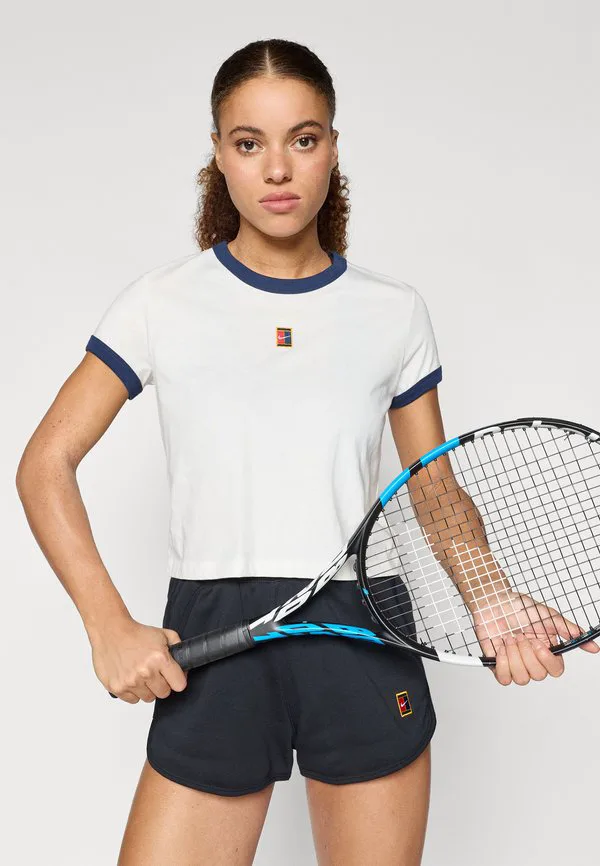 Футболка с принтом в виде звона ракетки в стиле ретро Nike Performance, Sail/Midnight Navy — фото 4