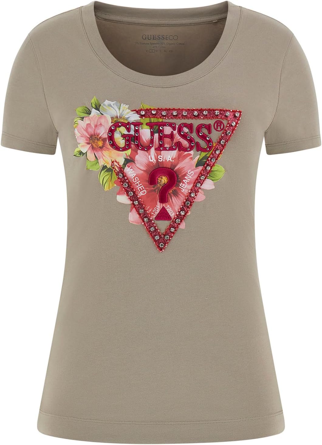 

Футболка GUESS женская с коротким рукавом, треугольным вырезом и бусинами, Sage Leaf, Зеленый, Футболка GUESS женская с коротким рукавом, треугольным вырезом и бусинами, Sage Leaf