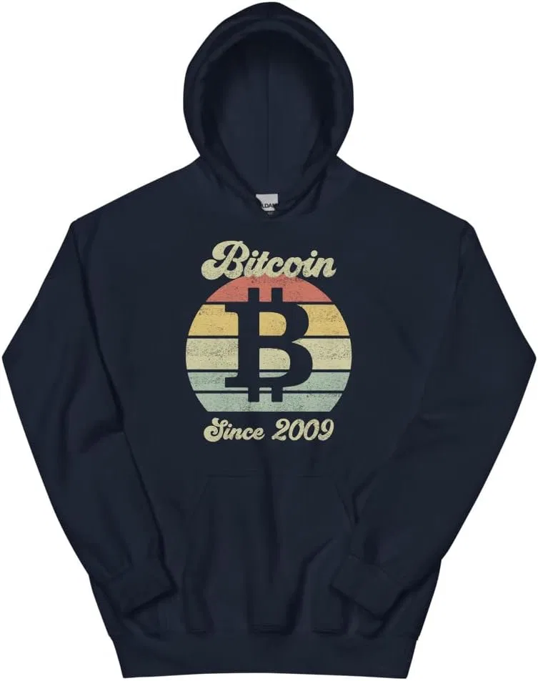 Толстовка Bitcoin Crypto Since 2009, свитшот Bitcoin Cryptocurrency Generic, темно-синий