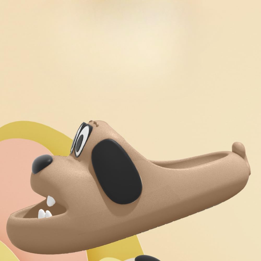 Тапочки NTRUEML Puppy Милые тапочки для ванной Женские летние домашние тапочки Для дома и ванной Для пары, мужские Нескользящие тапочки на лето для улицы, коричневый — фото 3