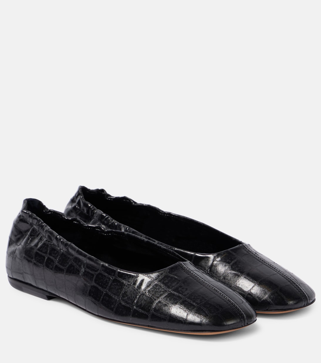 Кожаные балетки с эффектом крокодила Dries Van Noten, черный
