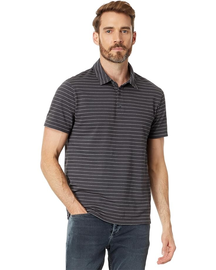 

Поло Vince Garment Dye Fleck Stripe Short Sleeve, цвет Washed Black