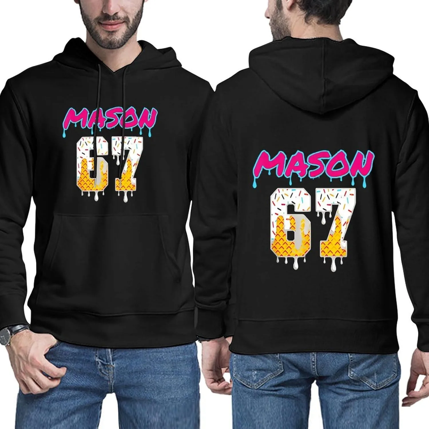 Толстовка Men Fun Six Seven 67 Drip Ice Cream с карманом