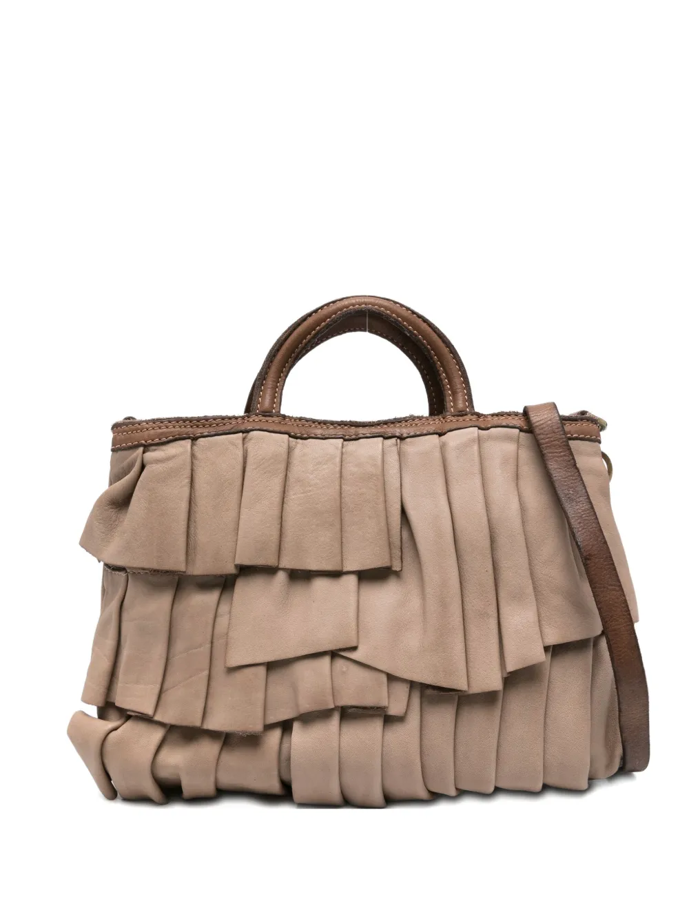 

Маленькая плиссированная кожаная сумка-саквояж Adele Caterina Lucchi, нейтральный