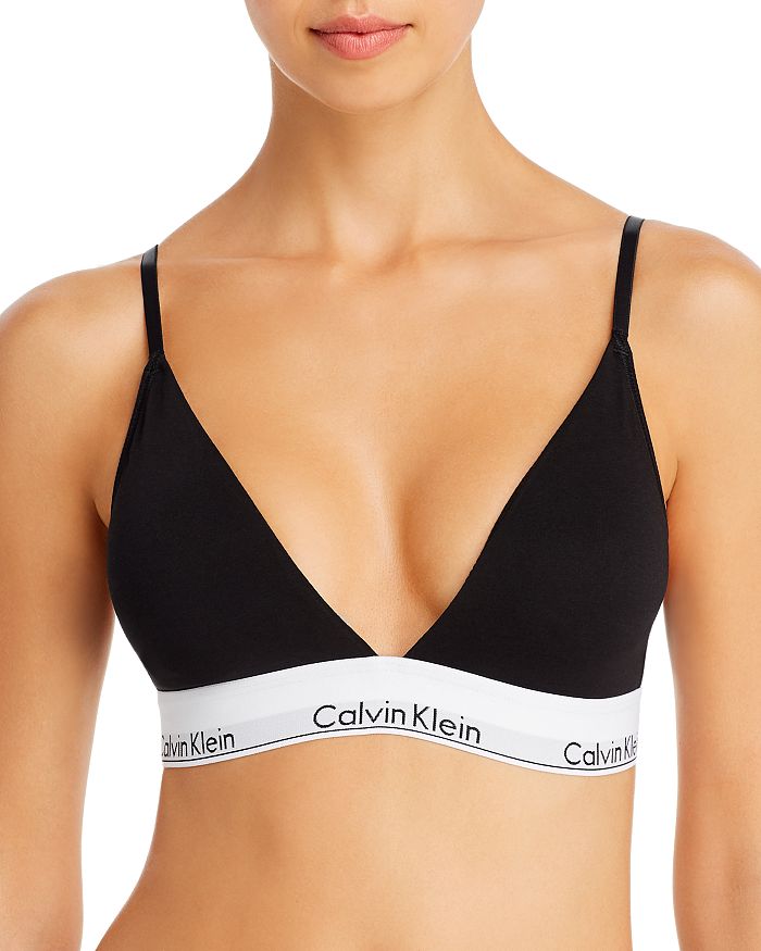 

Современный хлопковый треугольный бралетт с легкой подкладкой Calvin Klein, черный
