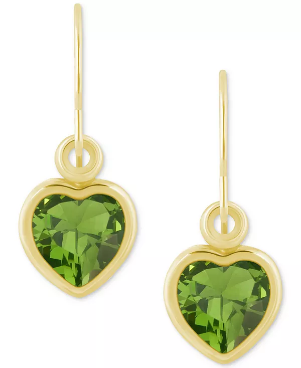 

Серьги-Подвески в форме сердца с драгоценными камнями из 10-каратного желтого золота (также из 10-каратного белого золота) Macy'S, peridot/gold
