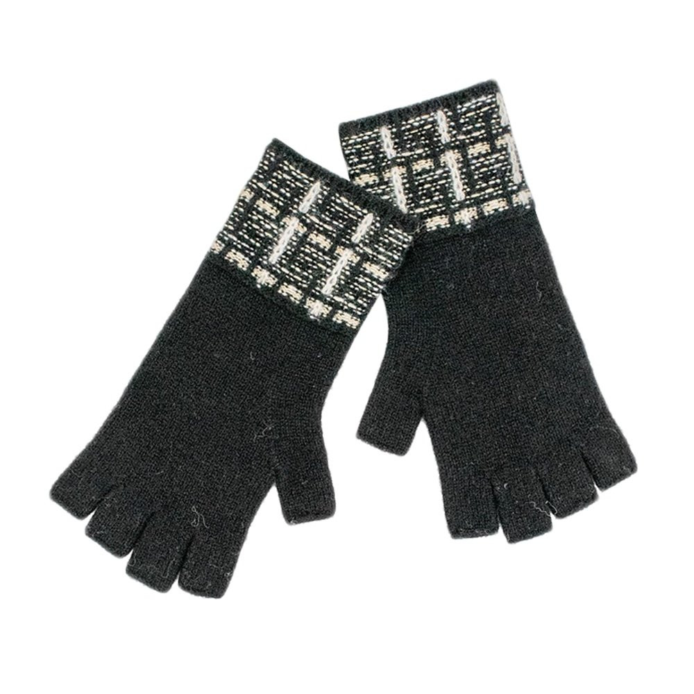 

Вязаные перчатки без пальцев из твида Peter Glenn (женские), Black Mix