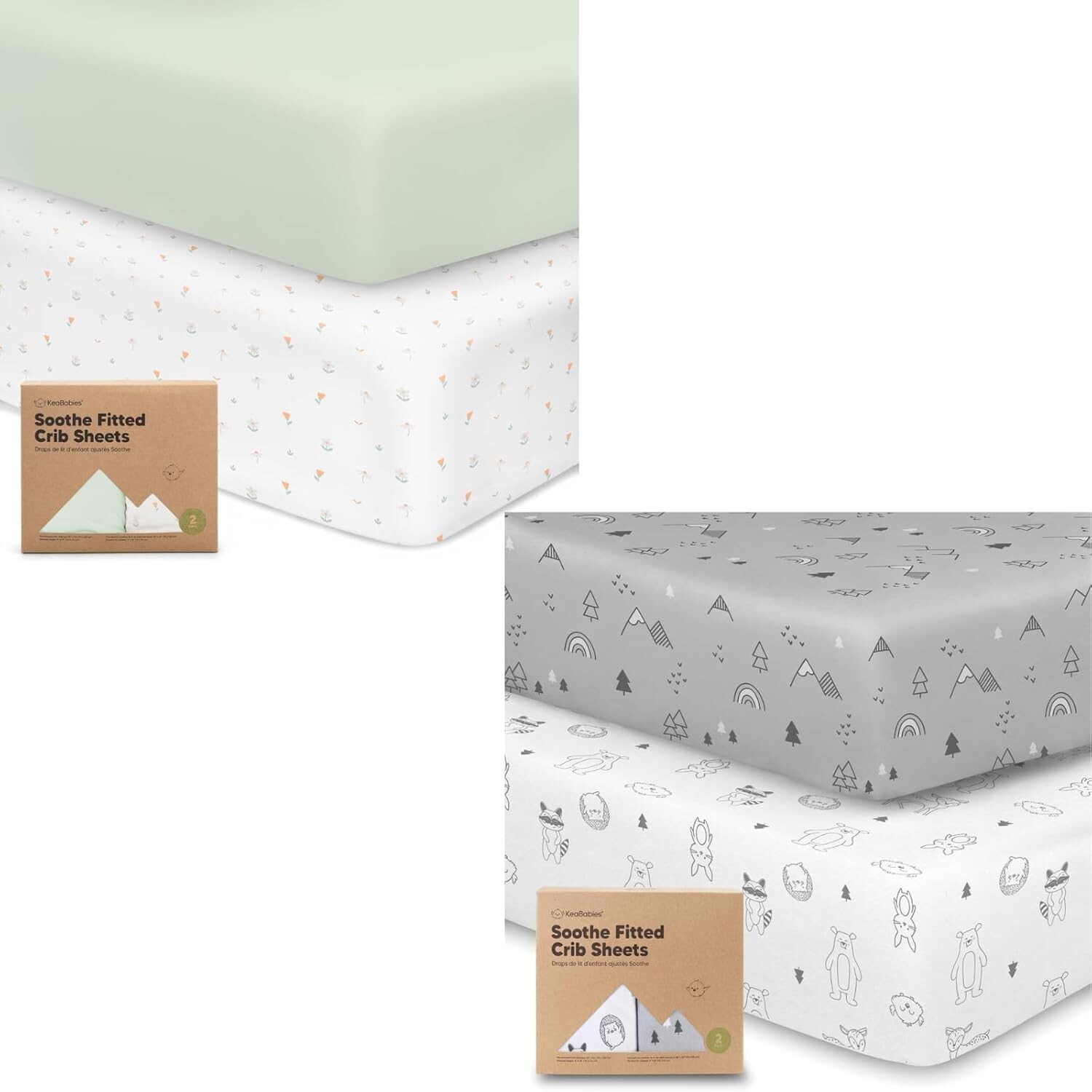 

Kea 2-Pack органических простыней для кроватки для мальчиков и девочек - простыня для кроватки из джерси KeaBabies