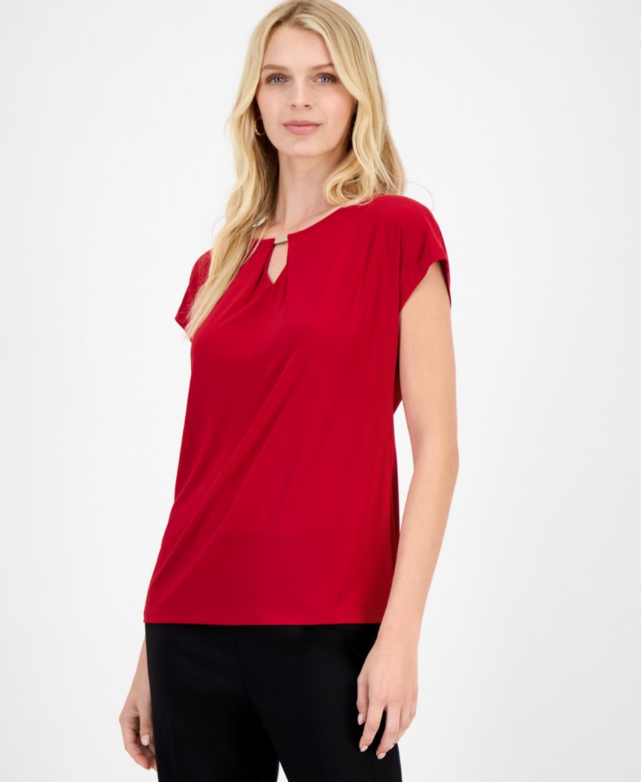 

Женская блузка с ромбовидным вырезом и удлиненными плечами Kasper, Fire Red