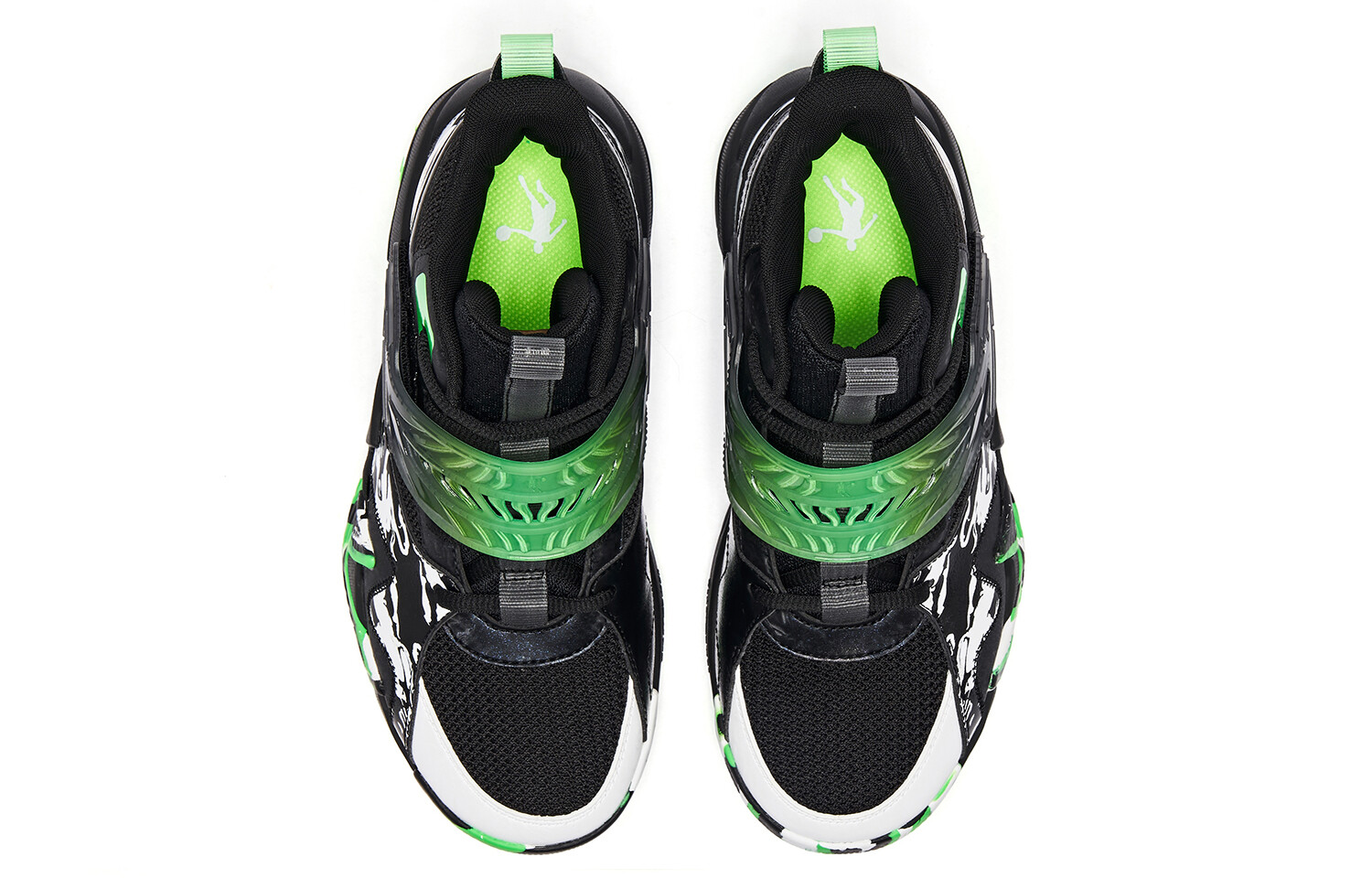 Детские баскетбольные кроссовки GS Mid-top черные/зеленые Qiaodan — фото 4