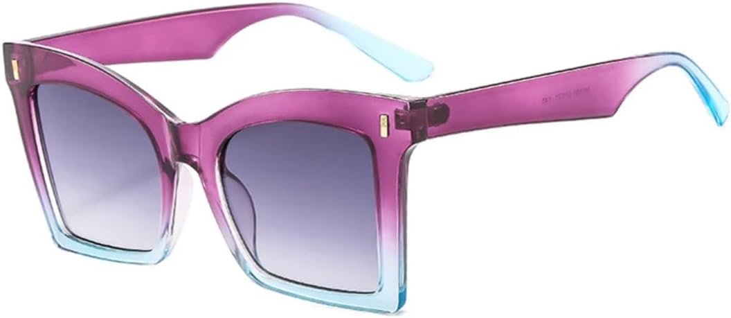 

Ретро-солнцезащитные очки «кошачий глаз» большого размера для женщин, модные двухцветные, для мужчин, трендовые, с заклепками, леопардовый градиент VRTRFFTR, Purple Blue Gray