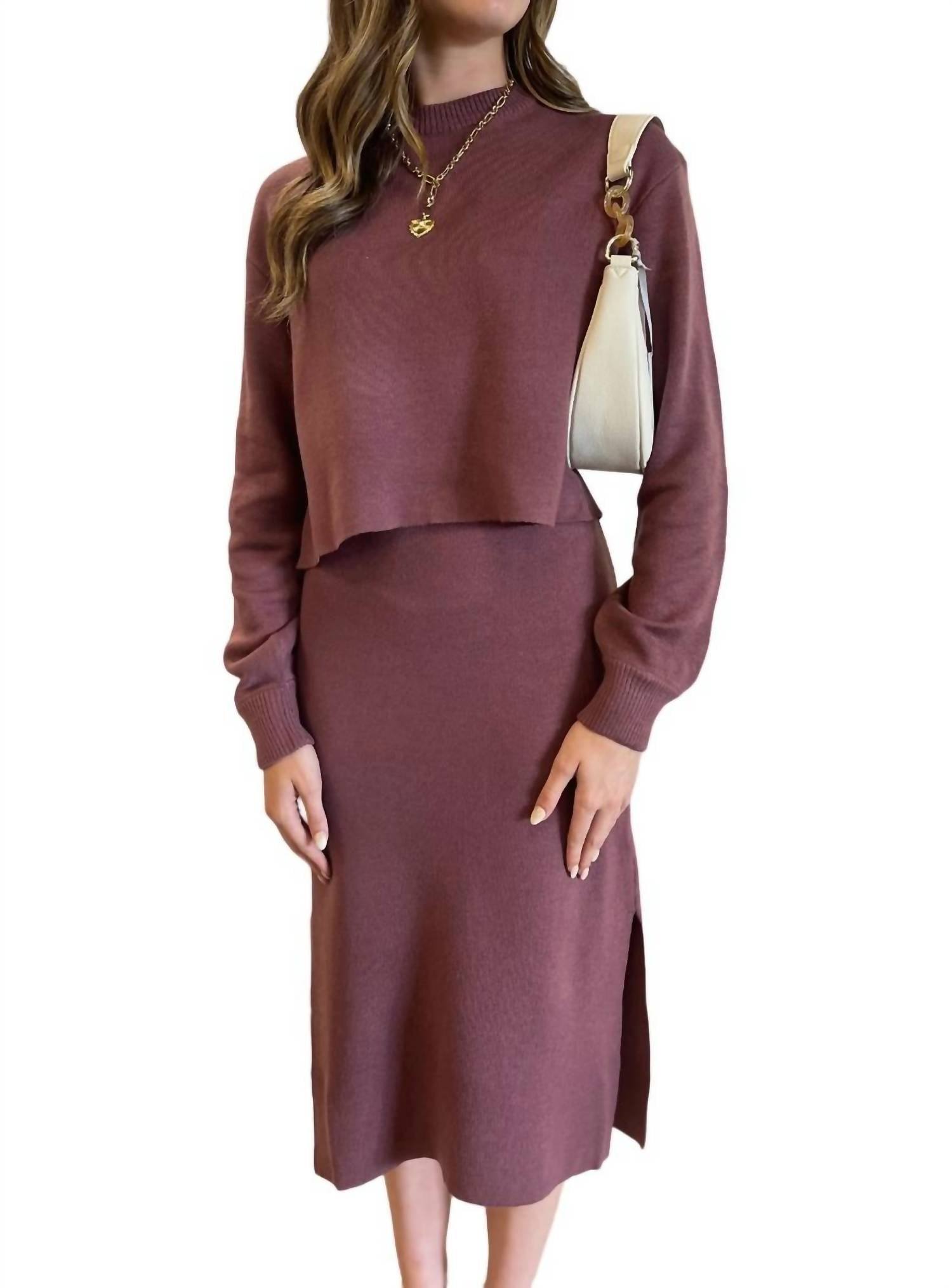 

Свободный укороченный свитер сливового цвета WISHLIST, цвет plum