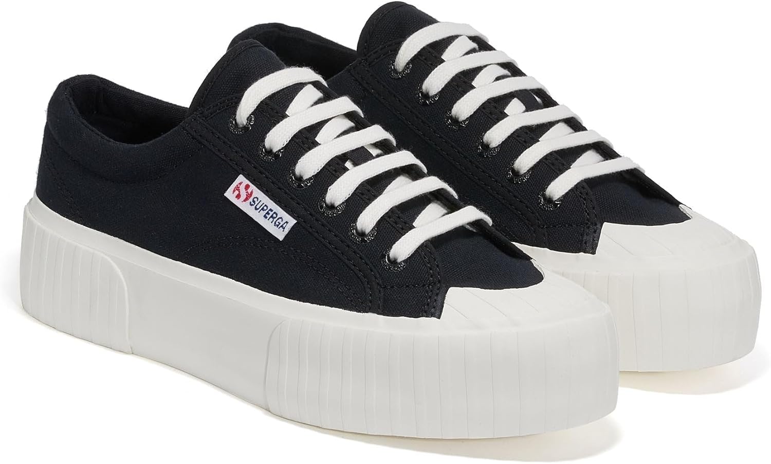 Мужские кроссовки Superga 2631 Stripe Platform, белый/черный — фото 2