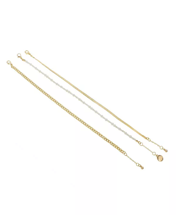 

Браслеты на ногу из цепочки с искусственным жемчугом Steve Madden, gold