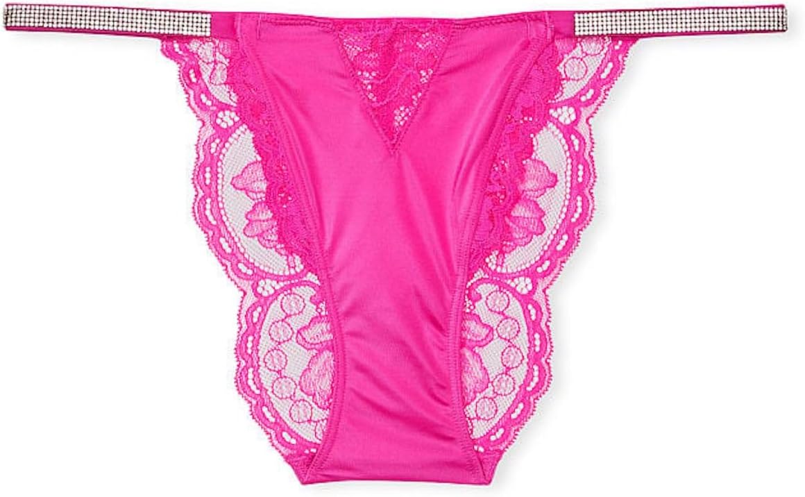 Трусики-чикини/Cheeky с микрокружевом Victoria's Secret Shine Strap, цвет фуксия, новые, Fuschia — фото 3