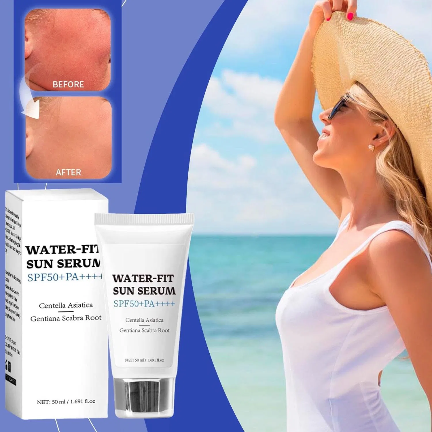 Солнцезащитный крем для лица SPF 50+ White, Generic, 50 мл, белый — фото 3