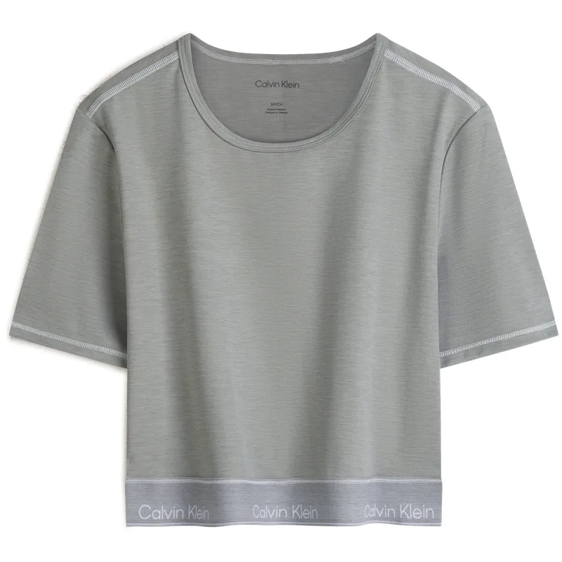 Кроп-топ с логотипом на поясе Calvin Klein, P7A-Light Gray