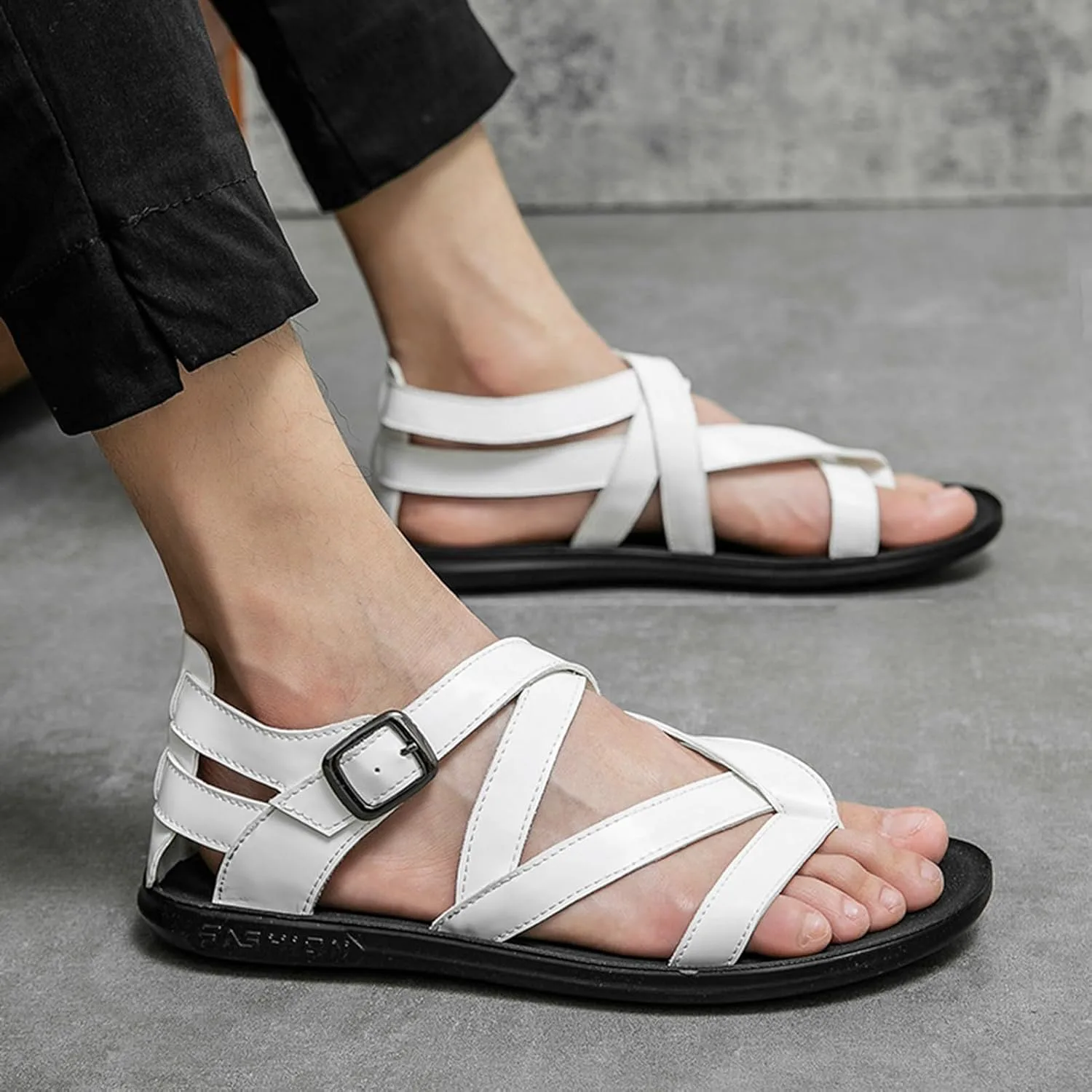 Mens Slippers with Orthopedic Bunion Corrector,Roman Ring Toe Non-Slip Hallux Valgus Flip Flops,Comfy Arch Support Сандалии WCXTY, белый — фото 4