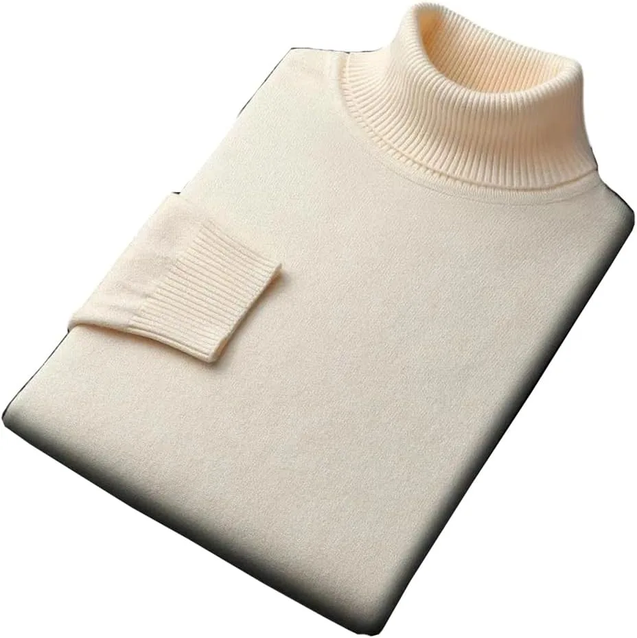 

Мужской зимний вязаный водолазка однотонный свитер модный slim fit