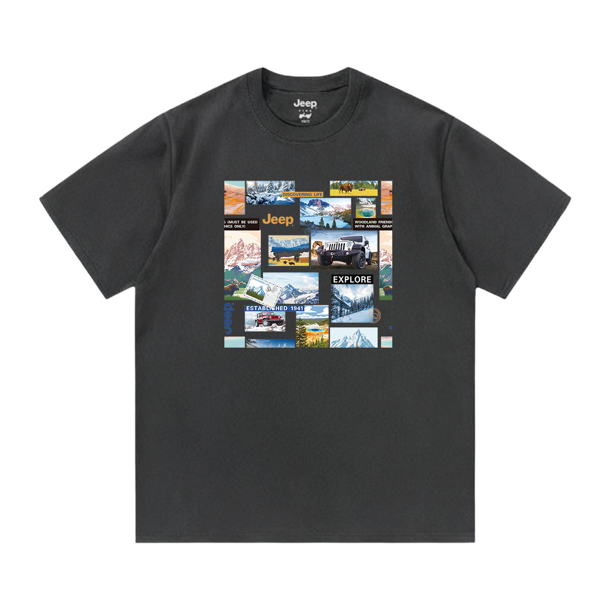 

Футболка для школьников с круглым вырезом Moderate Jeep, темно-серый