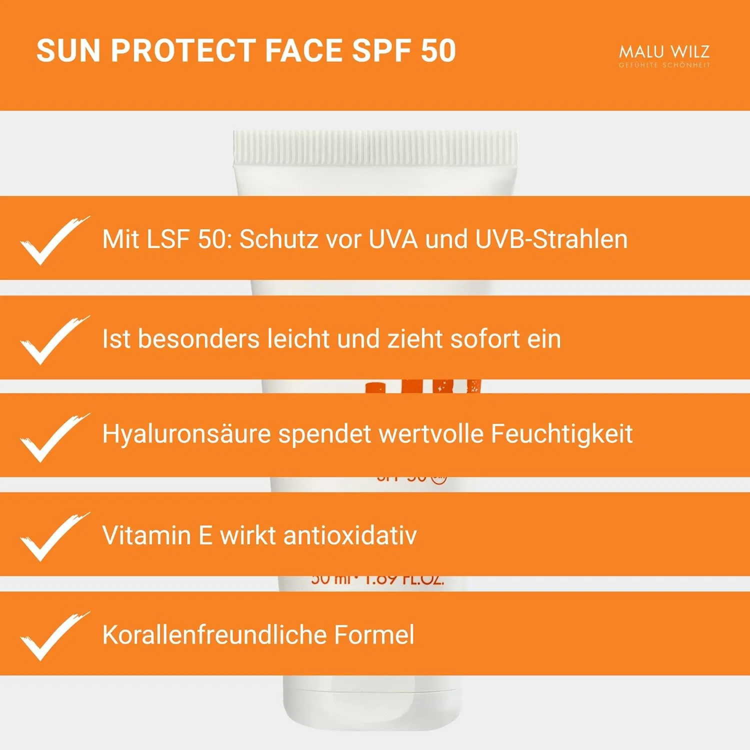 Солнцезащитный крем для лица SPF 50 Malu Wilz Sun Protect Face, 50 мл Malu Wilz — фото 4