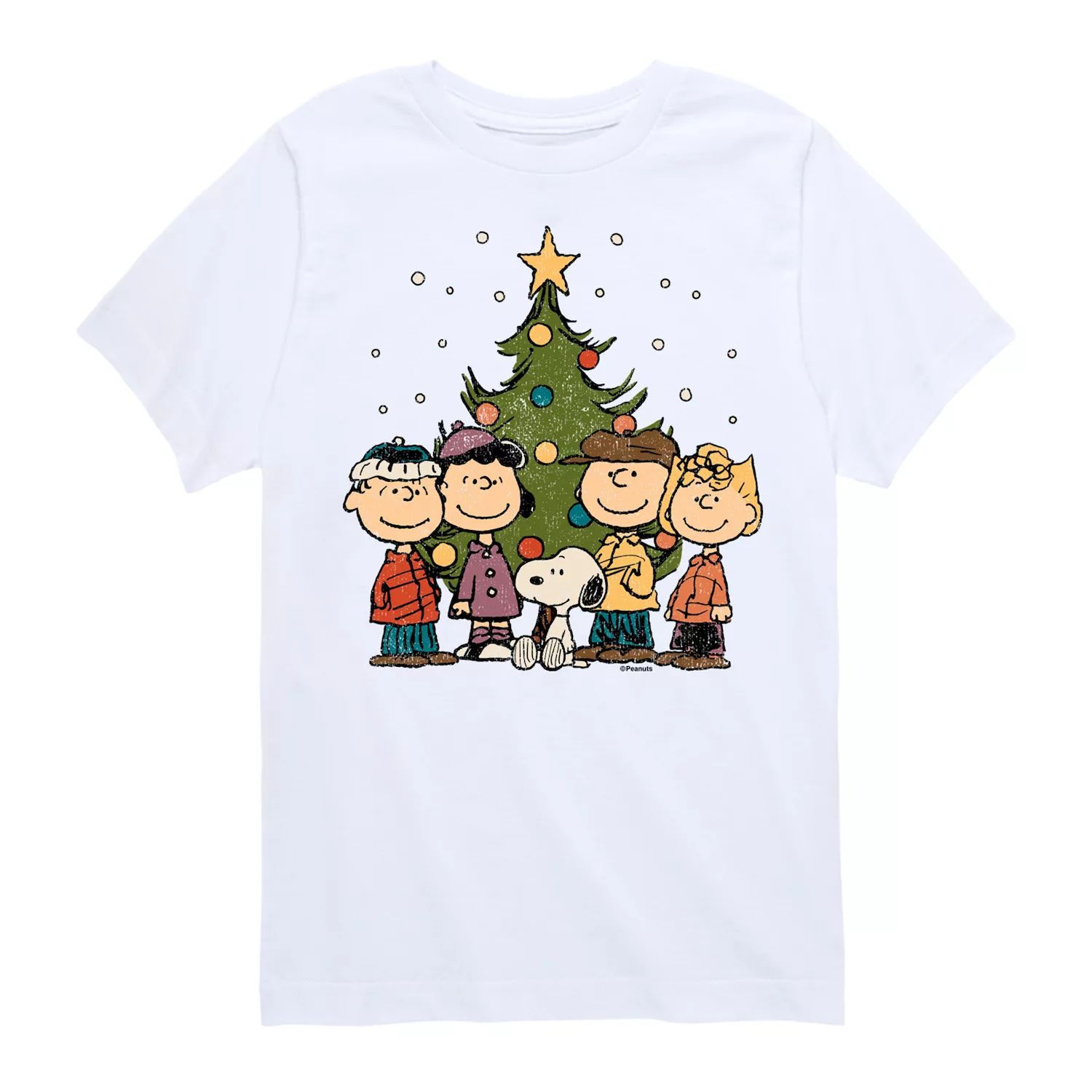 

Футболка с рисунком Peanuts Christmas Group для мальчиков 8–20 лет Licensed Character, белый