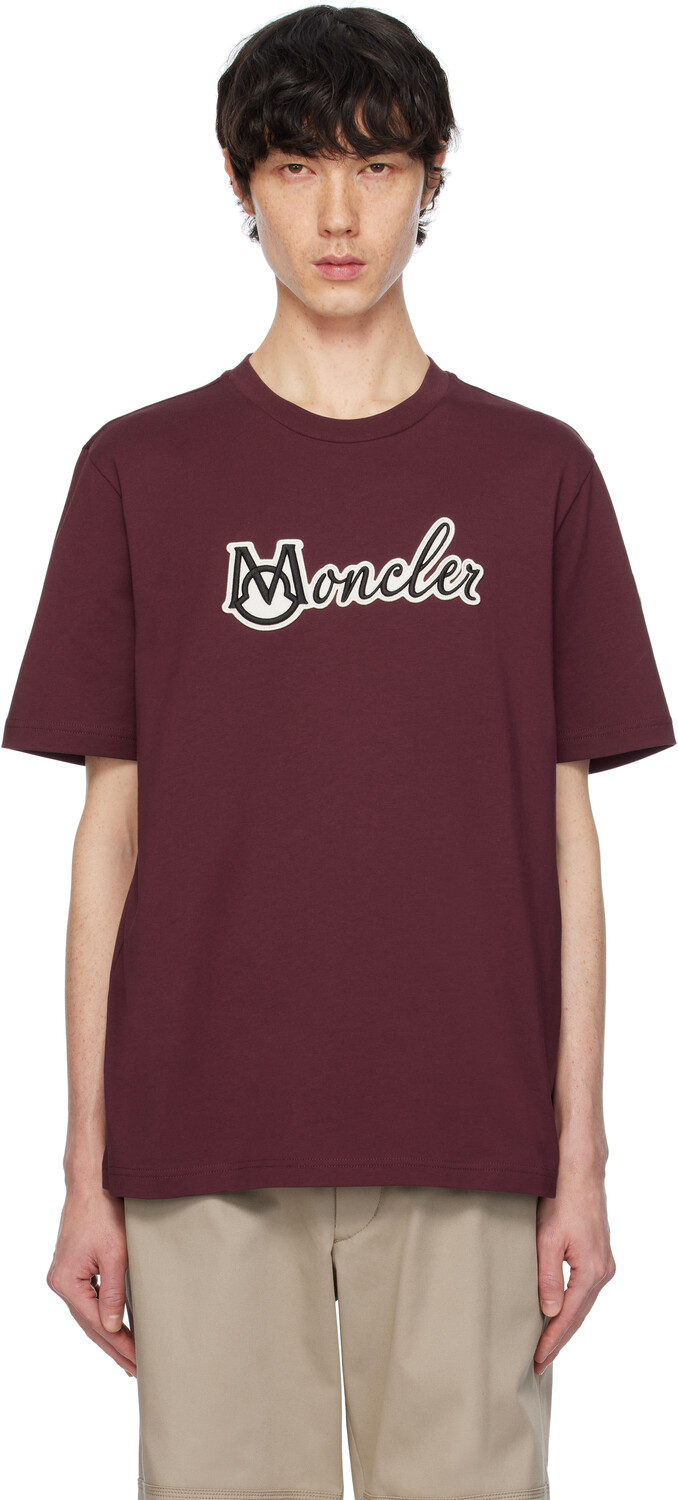

Футболка из хлопка с вышитым логотипом университета Moncler, Burgundy