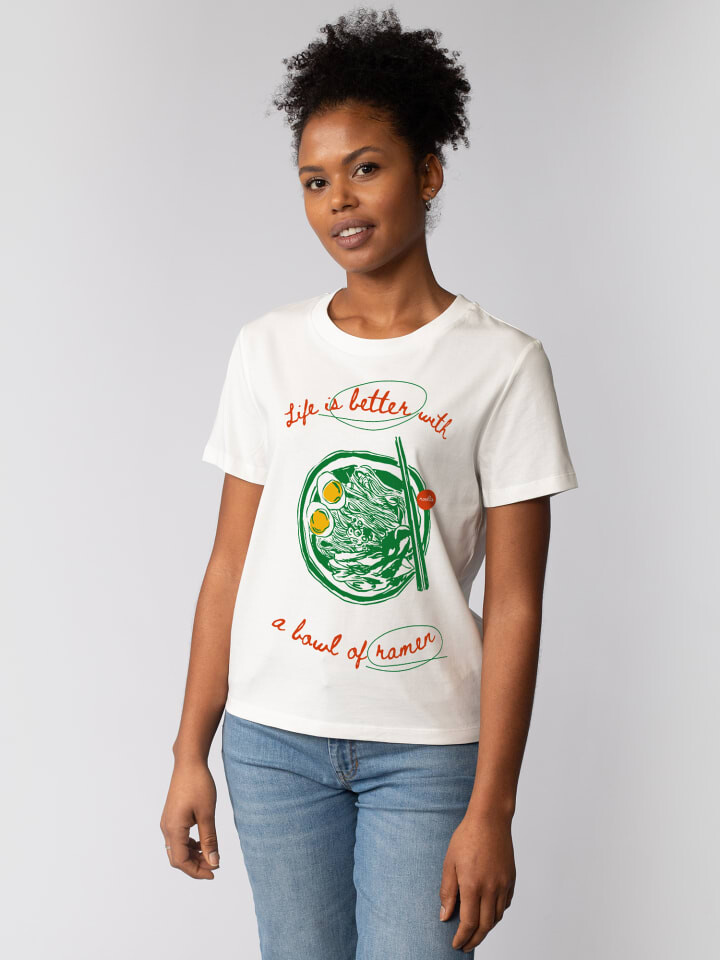 

Футболка wat Apparel T-Shirt Life is better with ramen, белый