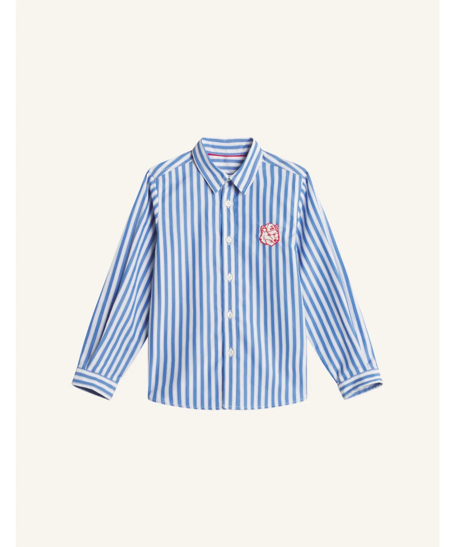 Унисекс полосатая рубашка Maison Kitsune с вышивкой, синяя — фото 2