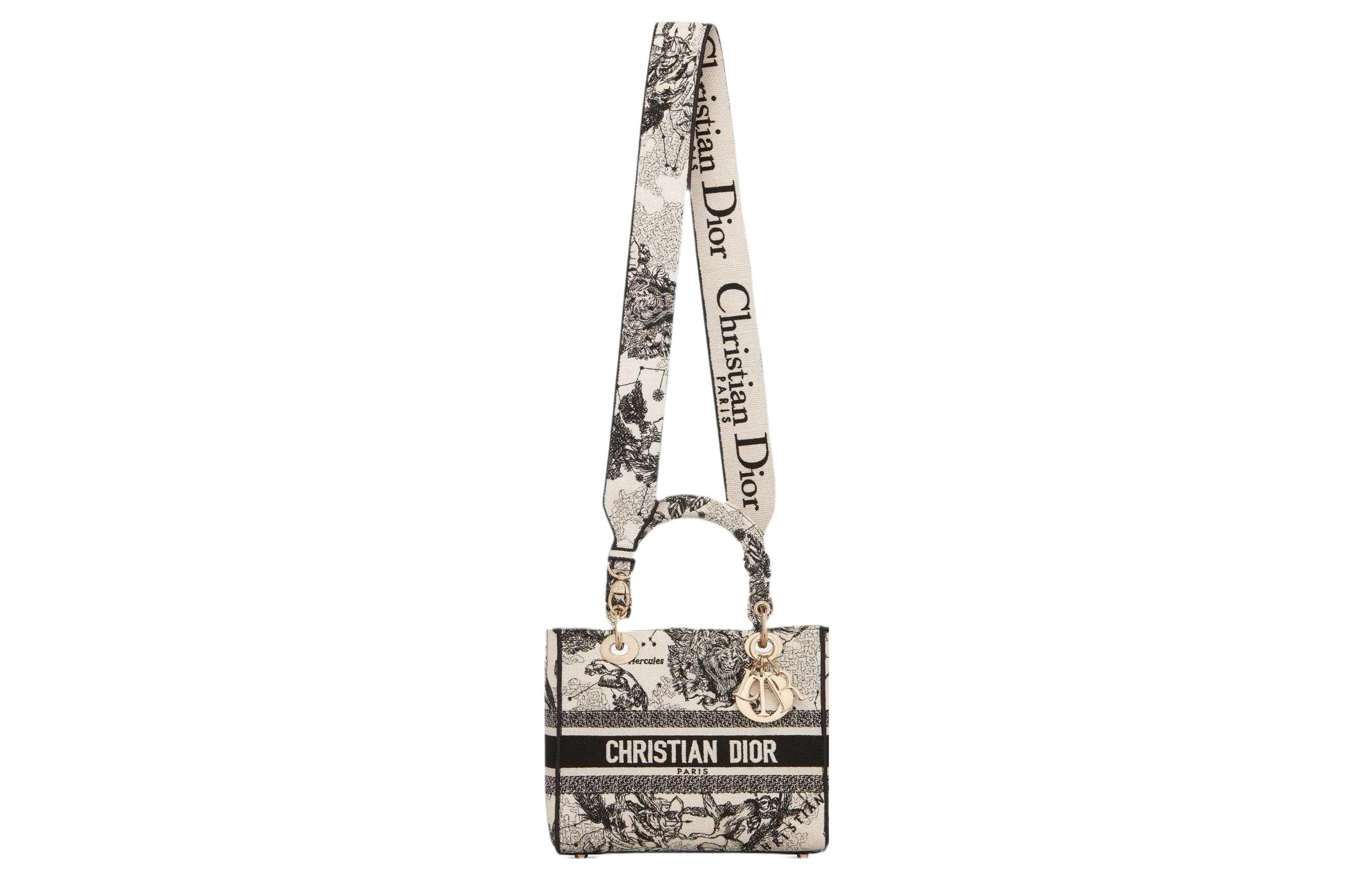 Сумка Lady D Lite с вышивкой, сумка Lady Dior, через плечо, кроссбоди, среднего размера, женская, молочно-белая — фото 2