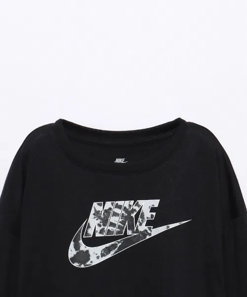 Детская футболка с длинным рукавом Nike с логотипом чёрная — фото 3