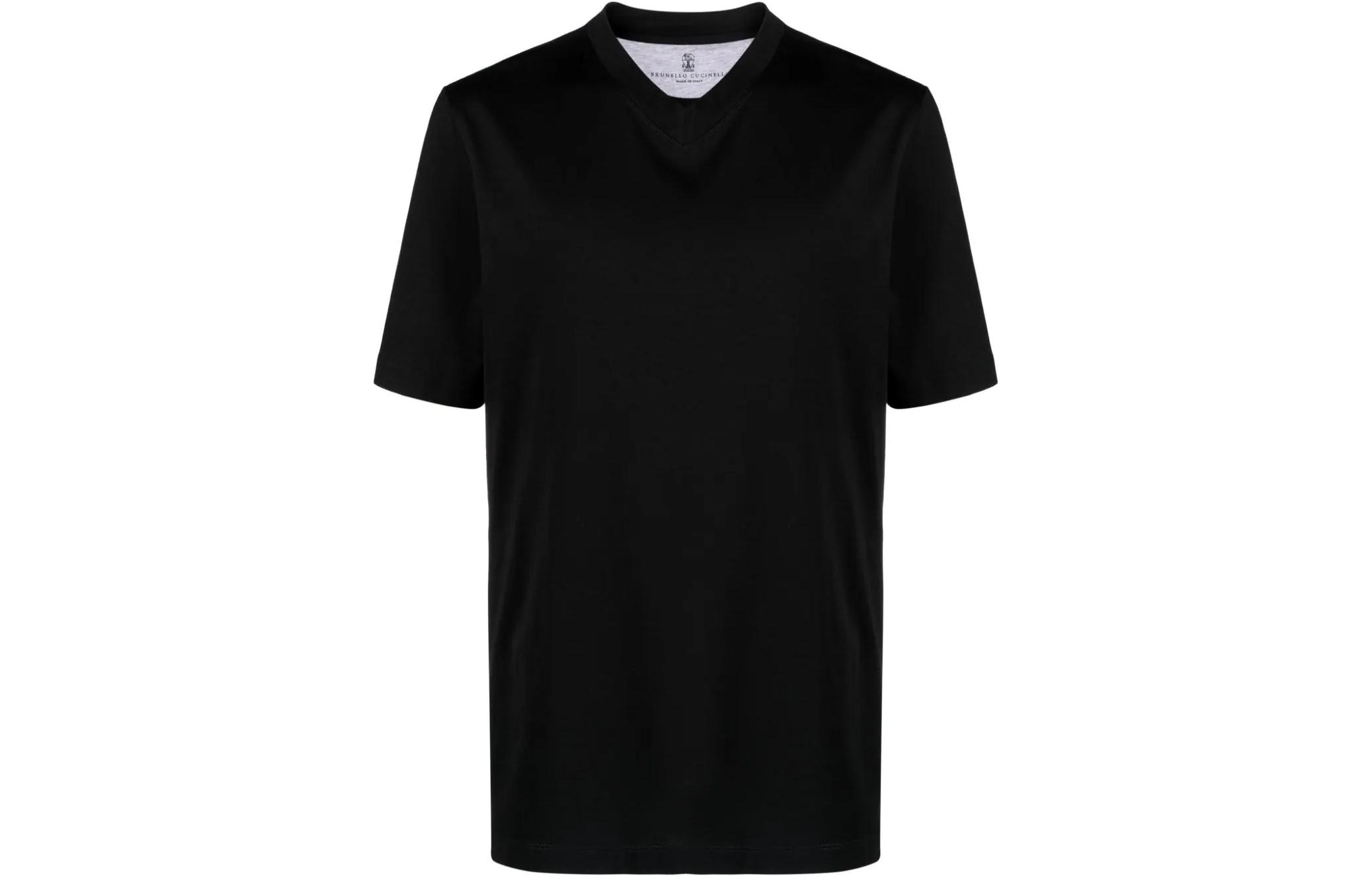 

Футболка с v-образным вырезом из хлопка Brunello Cucinelli, черный