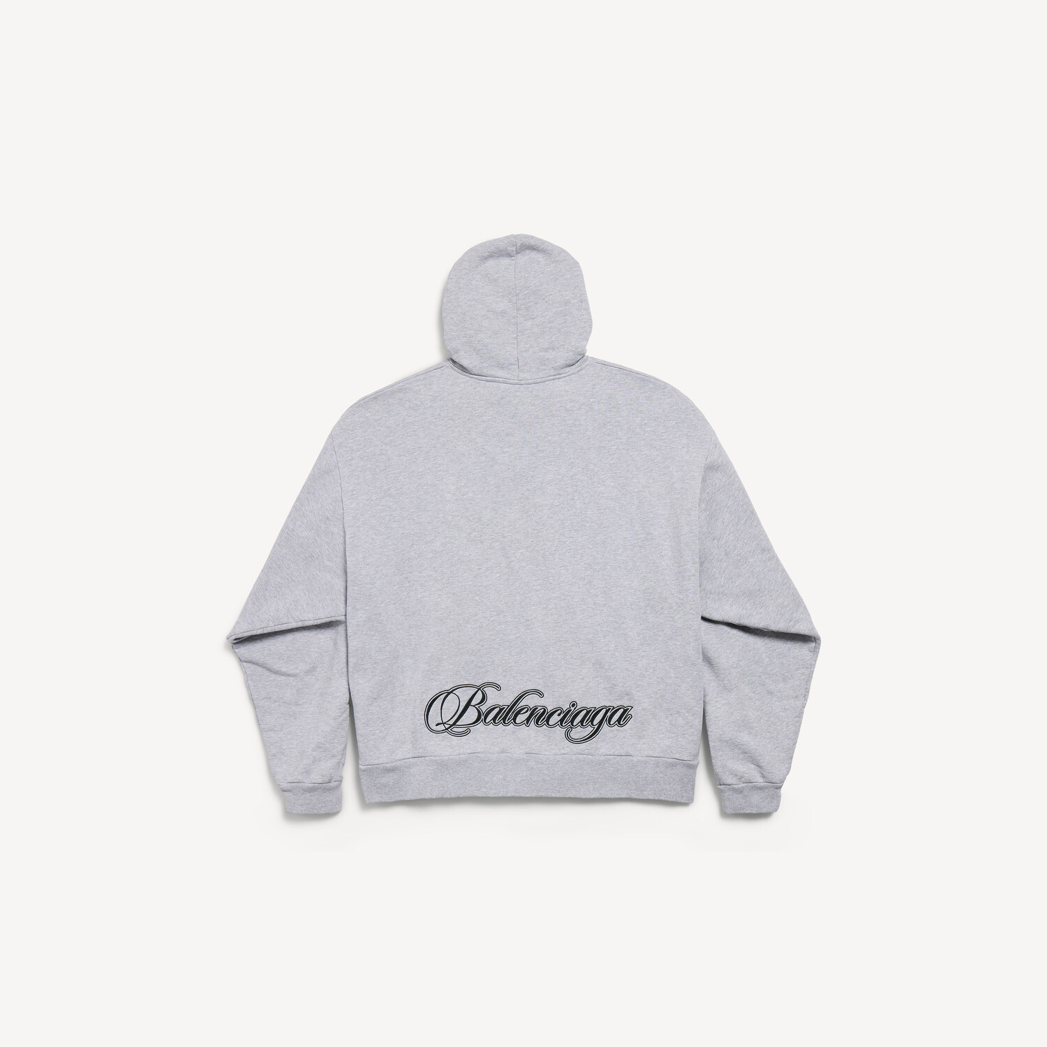 Худи Balenciaga Cursive Oversized, светло-серый меланж/черный — фото 2