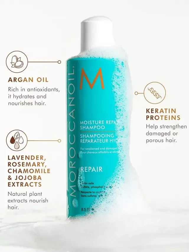 Увлажняющий восстанавливающий шампунь, 250 мл Moroccanoil — фото 3