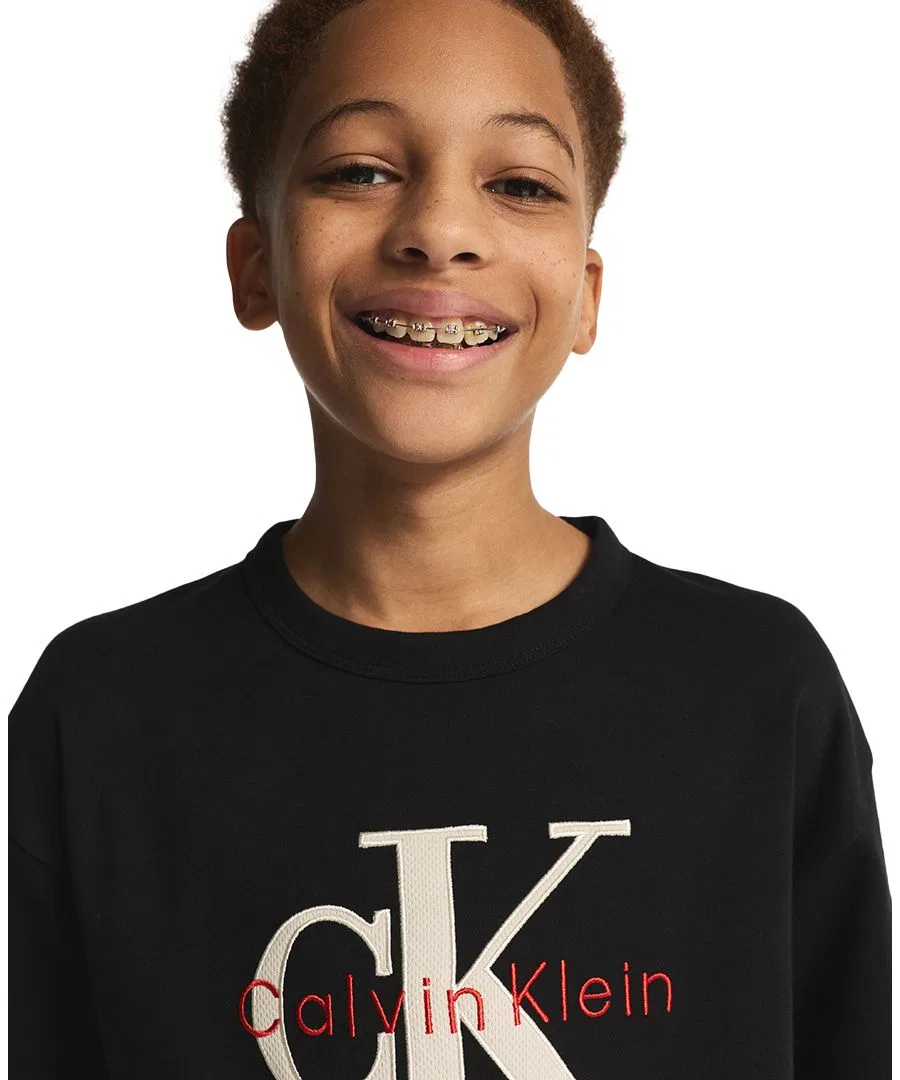 Детская футболка с коротким рукавом и сетчатой аппликацией, размер 8-16 Calvin Klein, черный — фото 4