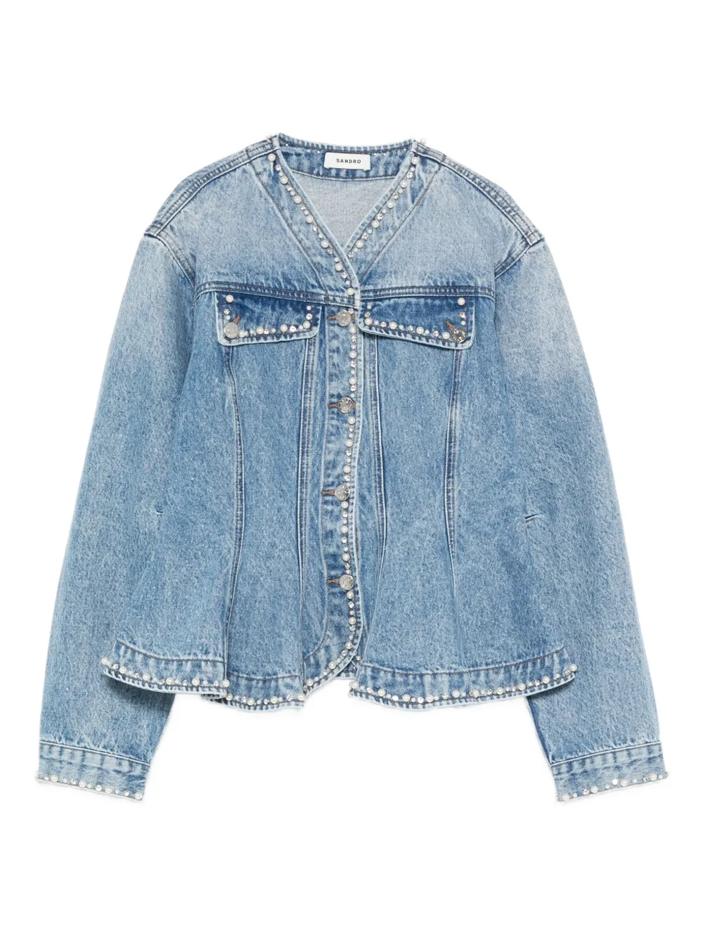 

Джинсовая куртка с искусственным жемчугом SANDRO, синий