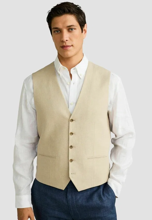 Жилет стандартного кроя из фактурной ткани Next, Stone