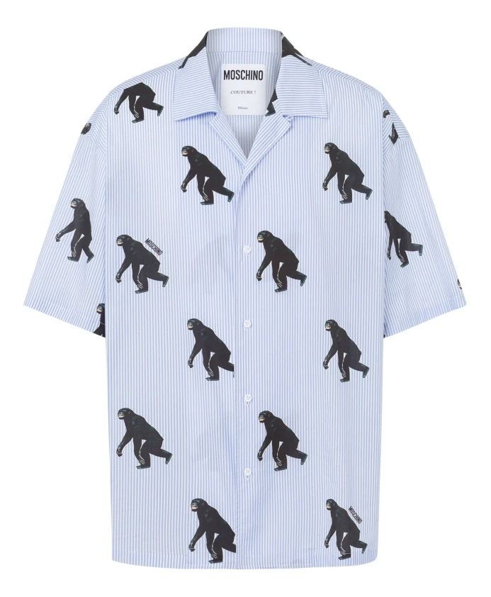 

Классическая рубашка с воротником светло-синего цвета Moschino, синий