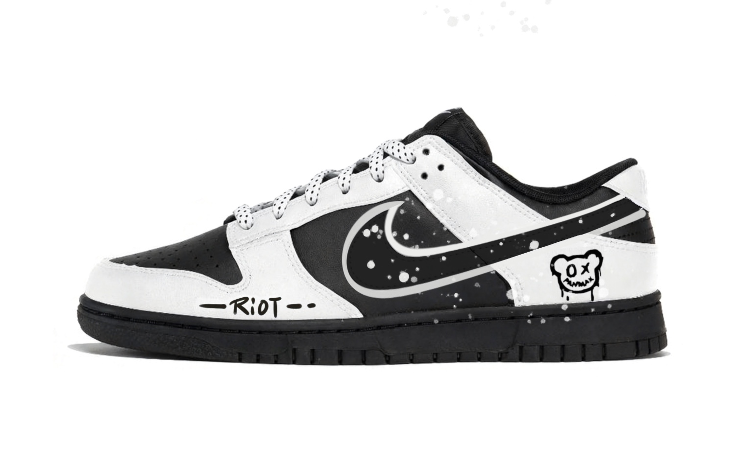 

Nike Custom Dunk Graffiti Bear Cushioning, износостойкие низкие скейтборд-кроссовки мужские черно-белые