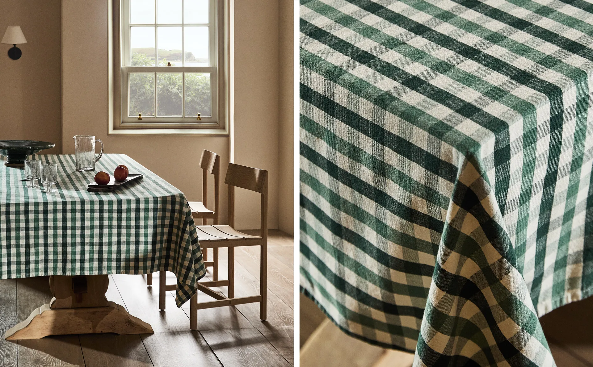 

Скатерть в клетку из окрашенной нити Zara Home, зеленый